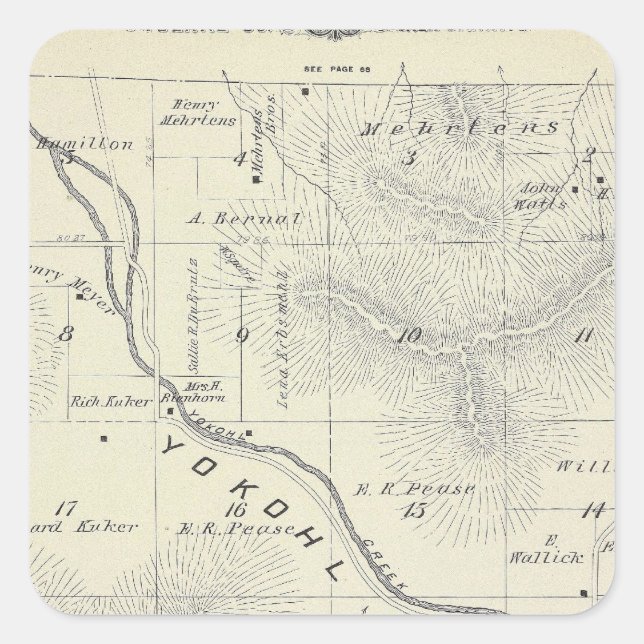 T19S R27E Tulare County Section Map Square Sticker (Front)