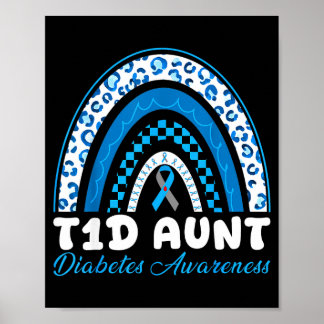 T1d aunt type 1 diabetes awareness blue grey poster