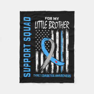 T1d Awareness Flag Little Brother Type 1 Diabetes  Fleece Blanket