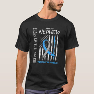 T1D Awareness Nephew Type One Diabetes Flag Family T-Shirt