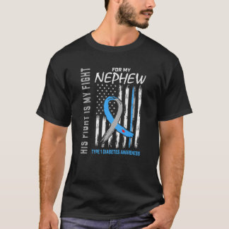 T1D Awareness Nephew Type One Diabetes Flag Family T-Shirt