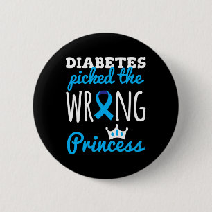 T1d Awareness Princess Girls Diabetic Blue Ribbon 6 Cm Round Badge