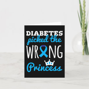 T1D Awareness Princess Girls Diabetic Blue Ribbon Card