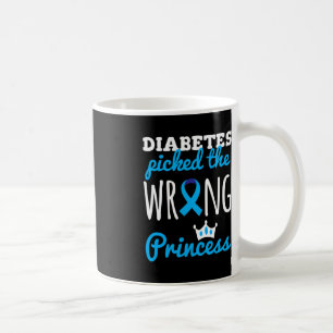 T1D Awareness Princess Girls Diabetic Blue Ribbon Coffee Mug