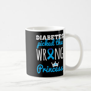 T1d Awareness Princess Girls Diabetic Blue Ribbon  Coffee Mug
