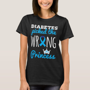 T1d Awareness Princess Girls Diabetic Blue Ribbon T-Shirt