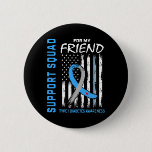T1D Awareness US Flag Friend Type 1 Diabetes Match 6 Cm Round Badge