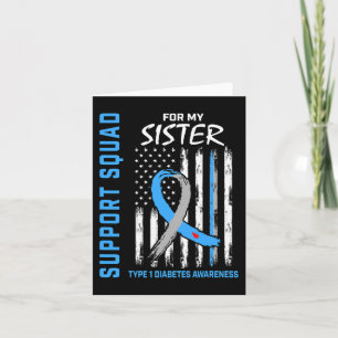 T1D Awareness US Flag Sister Type 1 Diabetes Match Card