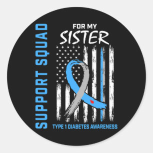T1D Awareness US Flag Sister Type 1 Diabetes Match Classic Round Sticker
