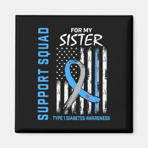T1D Awareness US Flag Sister Type 1 Diabetes Match Magnet