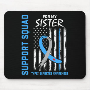 T1D Awareness US Flag Sister Type 1 Diabetes Match Mouse Pad