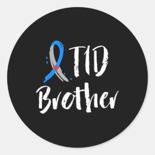 T1d Brother Type 1 Diabetes Awareness Blue Grey Ri Classic Round Sticker