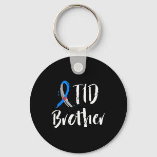 T1d Brother Type 1 Diabetes Awareness Blue Grey Ri Key Ring