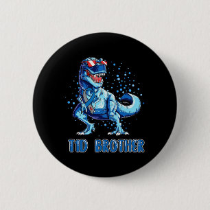 T1D Brother Type 1 Diabetes Ribbon T Rex Dinosaur 6 Cm Round Badge