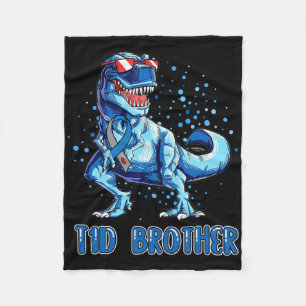 T1d Brother Type 1 Diabetes Ribbon T Rex Dinosaur Fleece Blanket