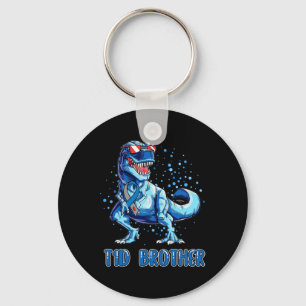 T1D Brother  Type 1 Diabetes Ribbon T Rex Dinosaur Key Ring