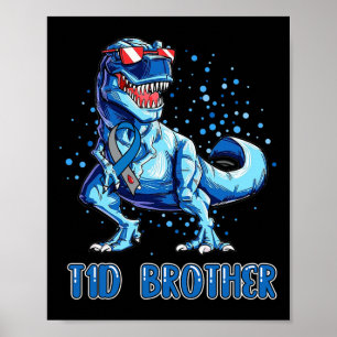 T1d Brother Type 1 Diabetes Ribbon T Rex Dinosaur Poster