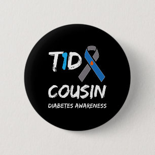 T1d Cousin Type 1 Diabetes Awareness Ribbon 6 Cm Round Badge