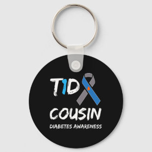 T1d Cousin Type 1 Diabetes Awareness Ribbon Key Ring