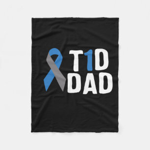 T1d Dad Diabetes Awareness Type 1 Insulin Pancreas Fleece Blanket