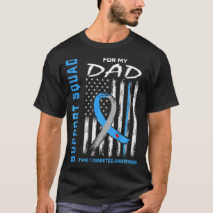 T1D Dad Father Type 1 Diabetes Awareness Flag Back T-Shirt