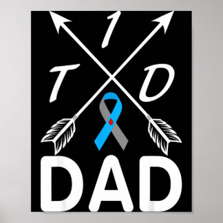 T1d dad type 1 diabetes awareness blue grey ribbon poster