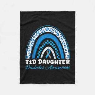 T1d daughter type 1 diabetes awareness blue grey fleece blanket