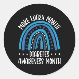 T1d Diabetes Support Every Month Diabetes Awarenes Classic Round Sticker