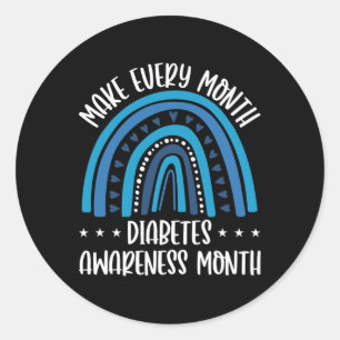T1D Diabetes Support Every Month Diabetes Awarenes Classic Round Sticker
