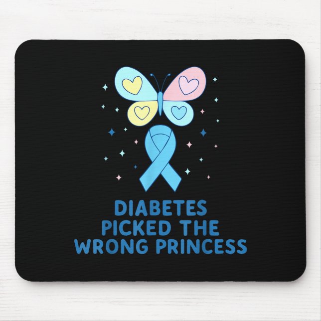 T1d Diabetes Warrior Butterfly Princess Diabetes A Mouse Pad (Front)