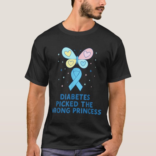 T1d Diabetes Warrior Butterfly Princess Diabetes A T-Shirt (Front)
