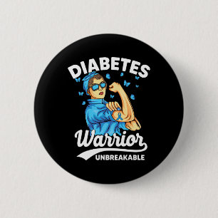 T1d Diabetes Warrior Unbreakable Type 1 Diabetes A 6 Cm Round Badge
