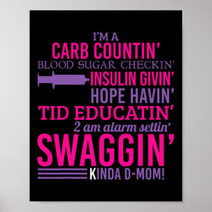 T1D Diabetic Fun Type 1 Diabetes Awareness Men Wom Poster