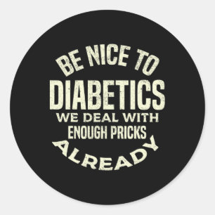 T1d Diabetic Type 1 Diabetes Awareness Men Women K Classic Round Sticker