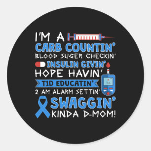 T1D Diabetic Type 1 Diabetes Awareness Men Women K Classic Round Sticker