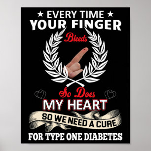 T1D Diabetic Type 1 Diabetes Awareness Mens Women Poster
