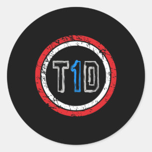 T1d Emblem Type 1 Diabetes Awareness  Classic Round Sticker