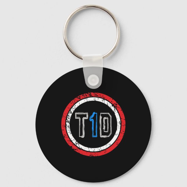 T1D Emblem Type 1 Diabetes Awareness  Key Ring (Front)