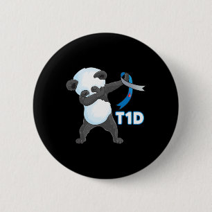 T1D Fun Cute Dabbing panda Type 1 Diabetes Awarene 6 Cm Round Badge
