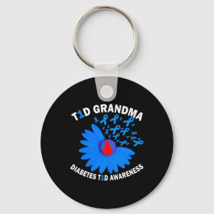 T1d Grandma Diabetes Awareness Type 1 Cure Blue Ri Key Ring