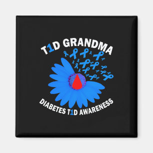 T1d Grandma Diabetes Awareness Type 1 Cure Blue Ri Magnet
