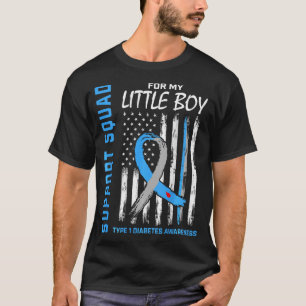 T1D Little Boy Son Type 1 Diabetes Awareness Flag T-Shirt