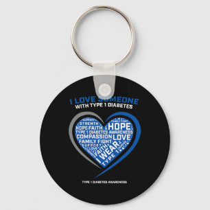 T1D Men Women Youth Kids Diabetic Type 1 Diabetes Key Ring