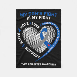 T1d Mum Dad My Son's Fight Type 1 Diabetes Awarene Fleece Blanket