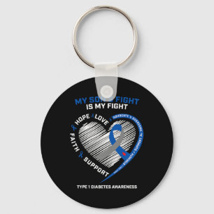 T1D Mum Dad My Son's Fight Type 1 Diabetes Awarene Key Ring