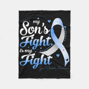 T1d Mum Dad Parents My Son's Fight Type 1 Diabetes Fleece Blanket