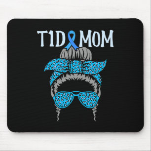 T1D Mum Diabetes Awareness Diabetic Blue Ribbon Gr Mouse Pad
