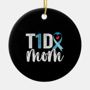 T1D Mum Diabetes Awareness Ribbon Family Gift Ceramic Ornament
