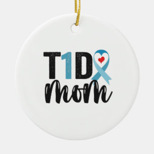 T1D Mum Diabetes Awareness Ribbon Family Gift Ceramic Ornament