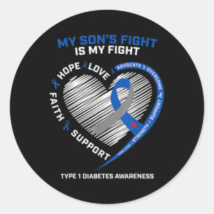 T1d Mum My Son's Fight Is My Fight Type 1 Diabetes Classic Round Sticker